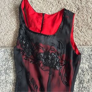 Elegant Black and Red Sleeveless Dress